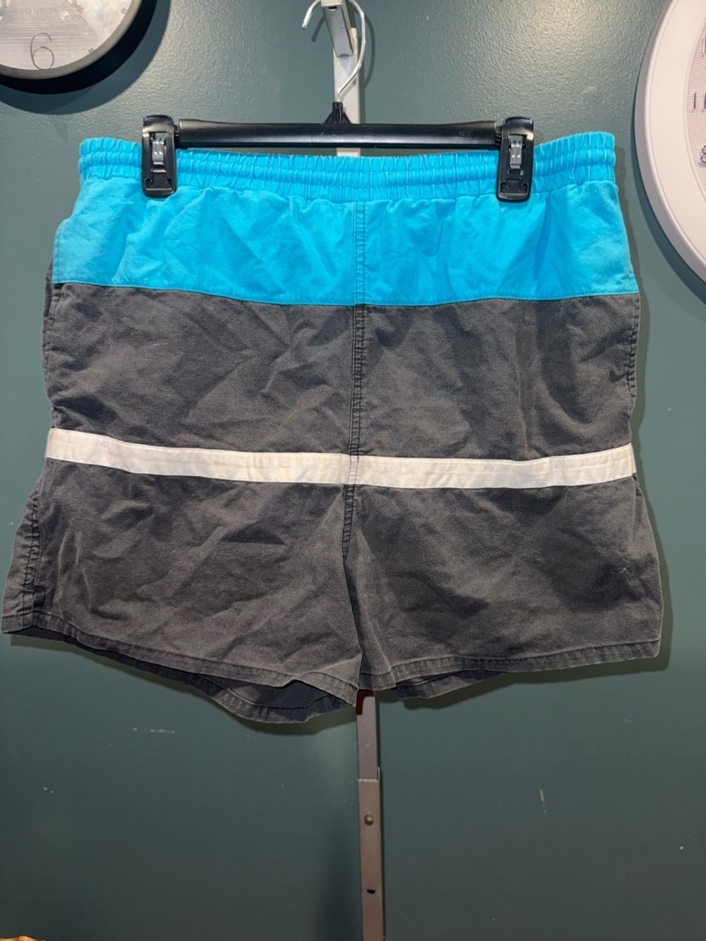 David Taylor Men's Colorblock Athletic Shorts - Bright Blue, Charcoal & White